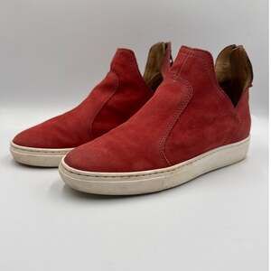 Miz Mooz Womens 7.5 EU38 Earthy Orange/Red Leather Comfort Sneaker Bootie Zip Up